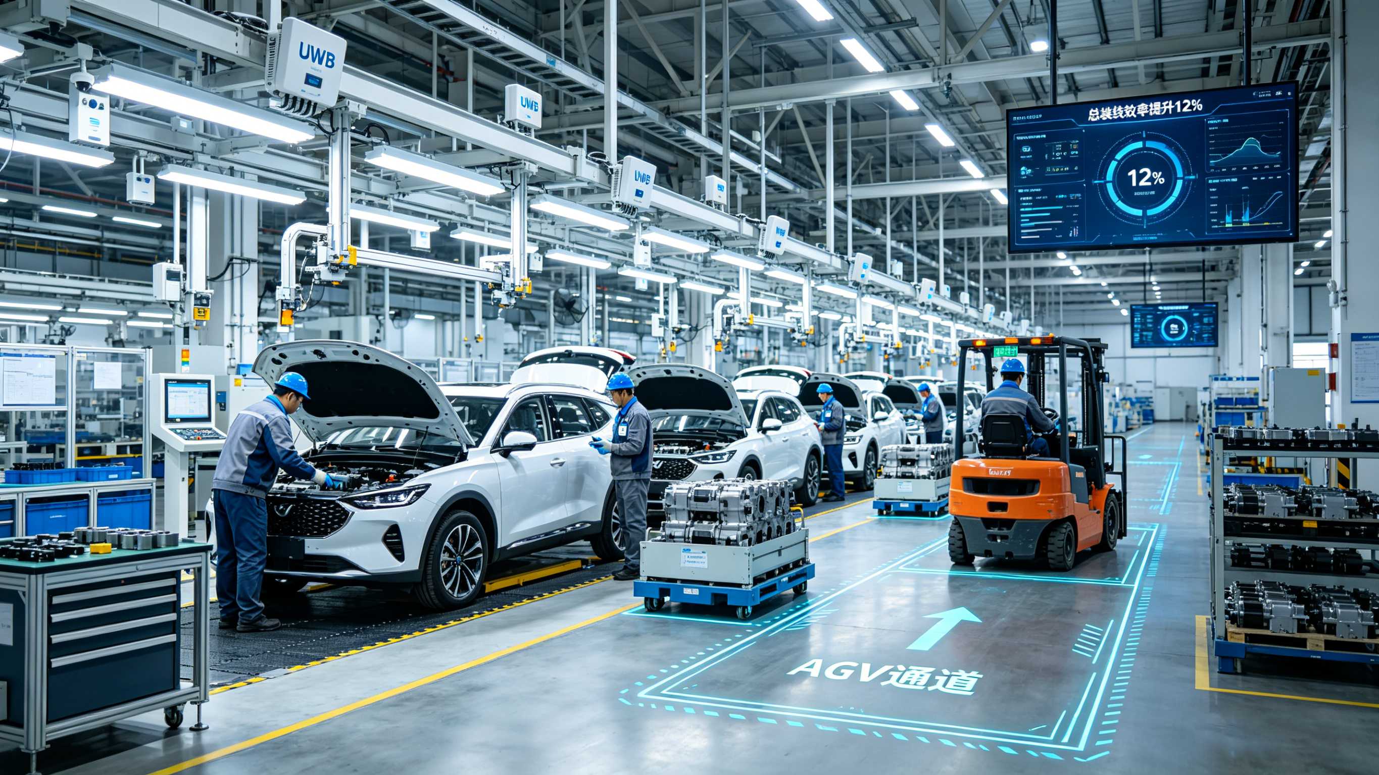 An equipment manufacturing company - factory UWB personnel + equipment + forklift positioning project